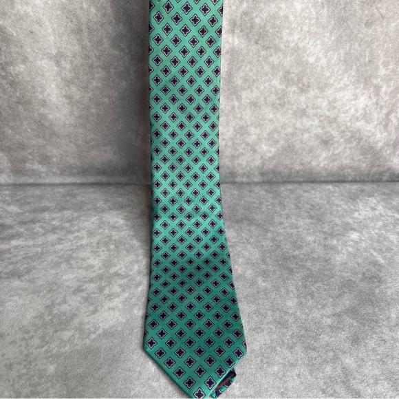 Briar Neck Tie Teal Red Flower Italian Silk Los Angeles Athletic Club 57” READ - Picture 7 of 12
